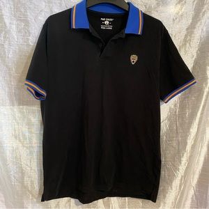 Mad Chuck polo shirt SZ L, Pima cotton, GUC, embroidered baboon emblem
